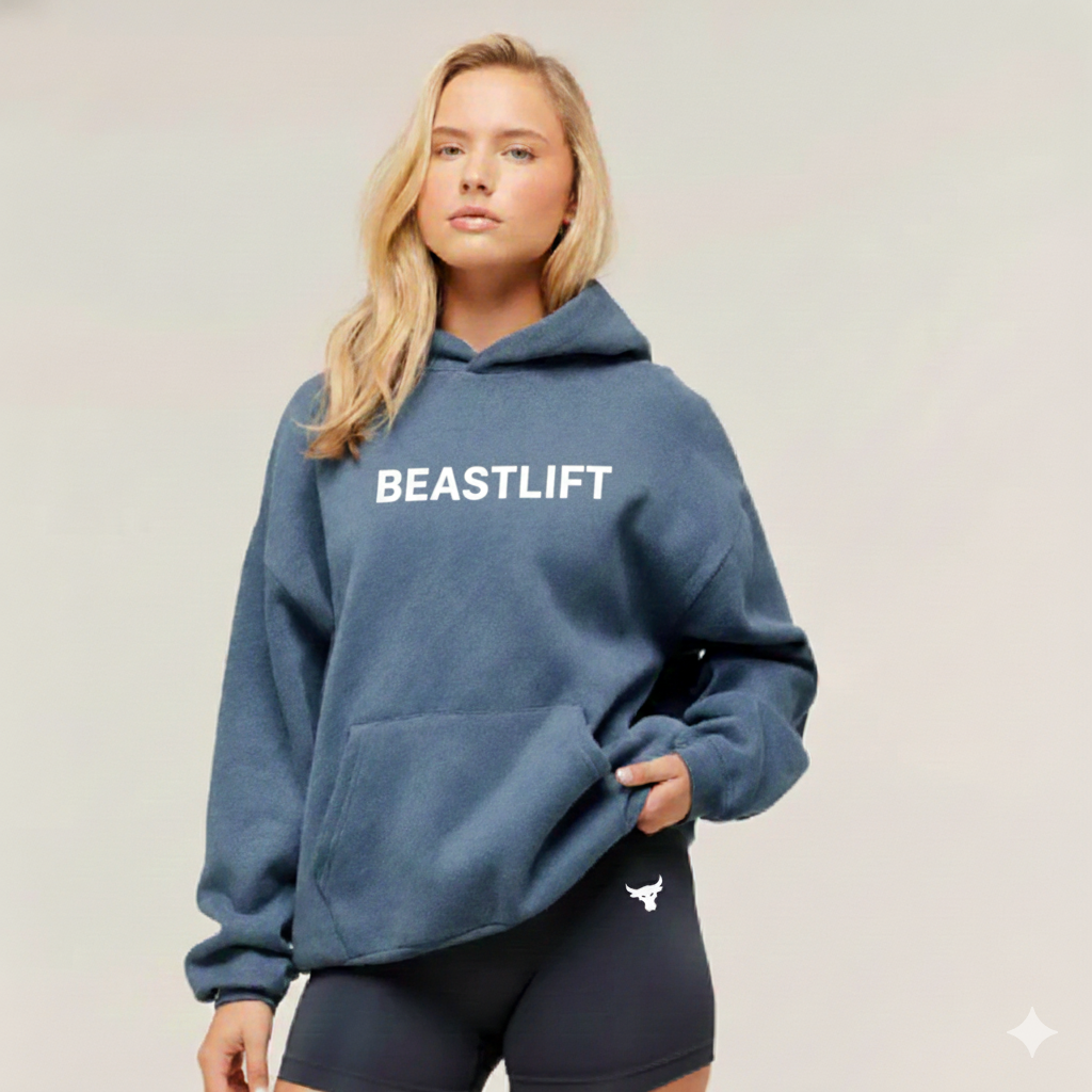 Oversized Blue Fleece Hoodie